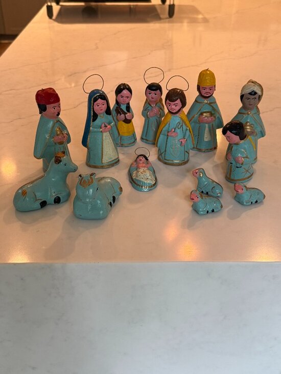 Nativity Scene Set - Mexican Tonala Blue Style - Picture 1 of 11